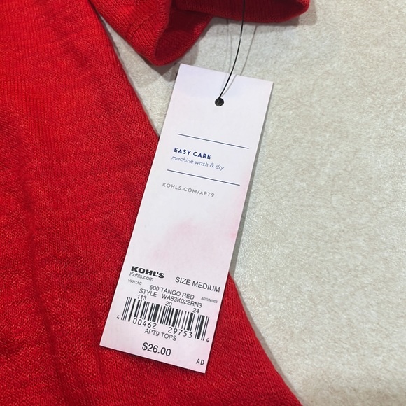 Apt. 9 brand Red Dress Style Tunic with 3/4 Sleeves size M NWT - Picture 4 of 8